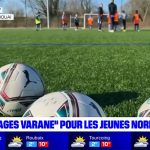 Children learn football during school holidays in Lambres-lez-Douai in northern France